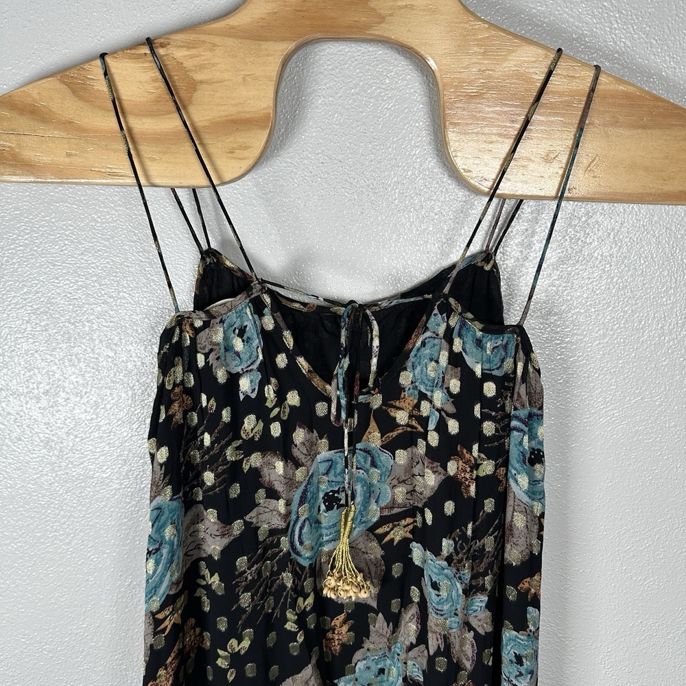 Natural Life The Alice Floral Metallic Maxi Dress Womens‎ XS Sleeveless Tiered - Picture 6 of 10
